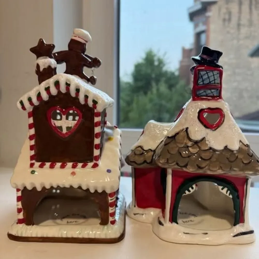 Blue Sky Clayworks Heather Goldminc Christmas Village Tealight Houses Vintage